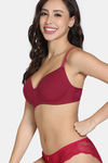 Zivame Padded Non Wired 3/4Th Coverage T-Shirt Bra - Beet Red — thumbnail 4